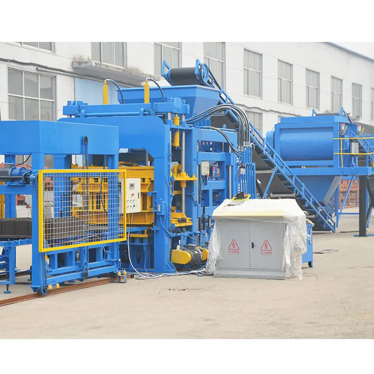 YJ Automatic Paver Brick Making Machine QT12-15 Building Hollow Concrete Cement Brick Block Maker Machine Hydraulic Press Blocks