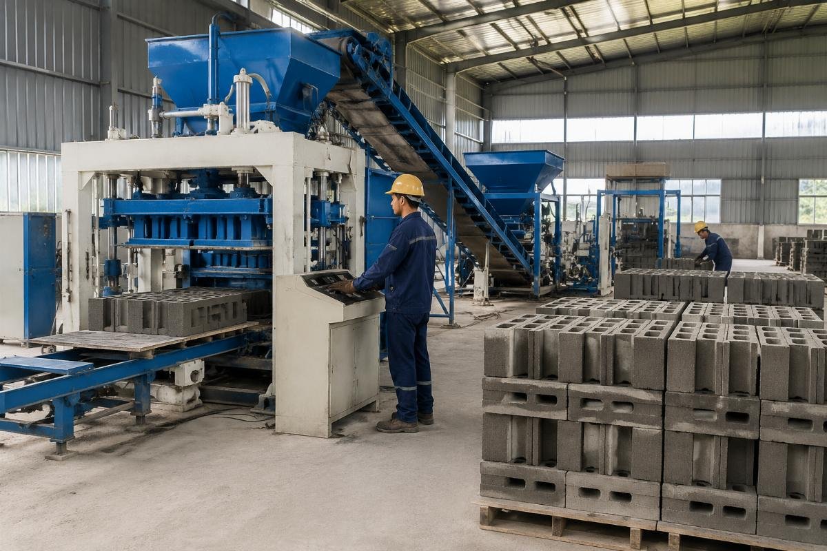 Semi-auto block machine production line for small brick factories