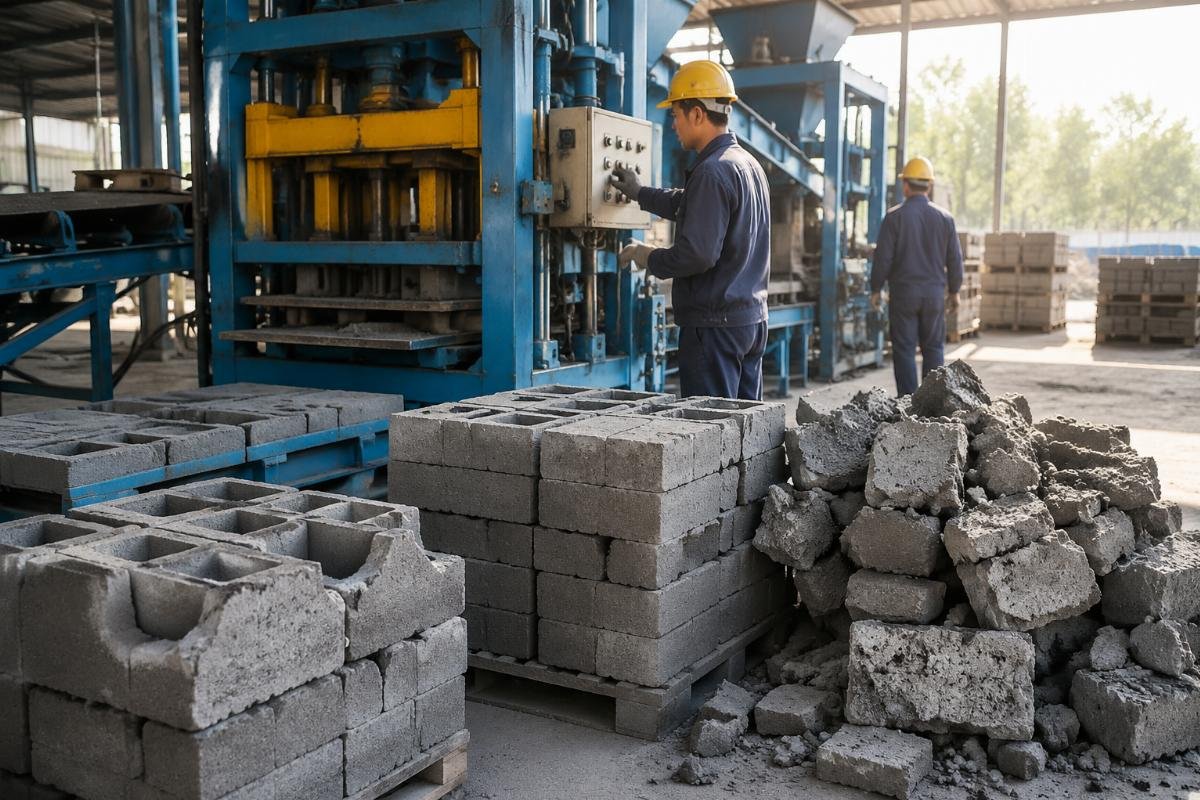 block machine distributor common mistakes raw material validation after-sales investment Damaged concrete blocks resulting from untested raw material compatibility with block machine