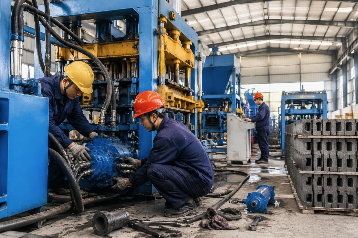 Damaged hydraulic component replaced during emergency on-site repair