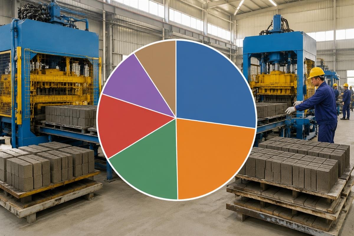 block machine import duty calculator total landed cost breakdown Total landed cost breakdown pie chart showing FOB price, freight, duty, VAT, port fees, and inland transport proportions