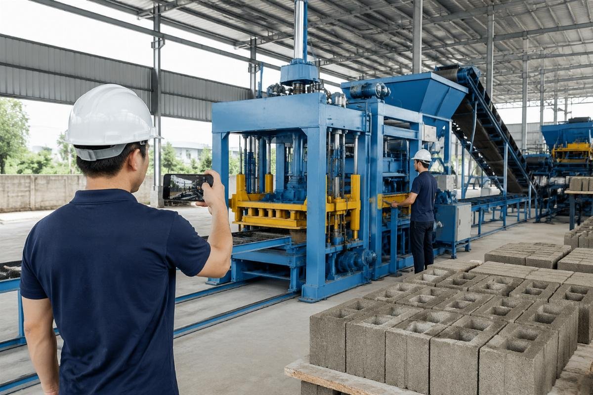 Remote video inspection of block machine factory infrastructure