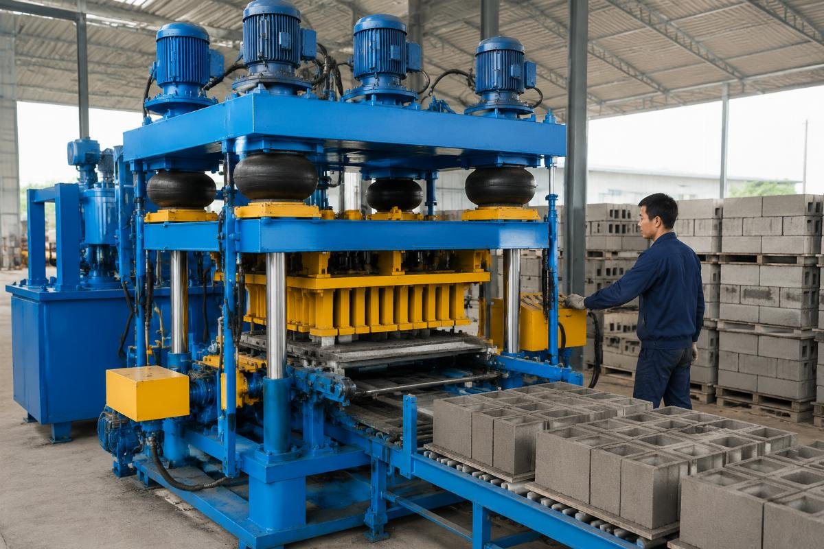block making machine for remote areas vibration system Diagram of a four-motor vibration system with airbag dampening on a block making machine