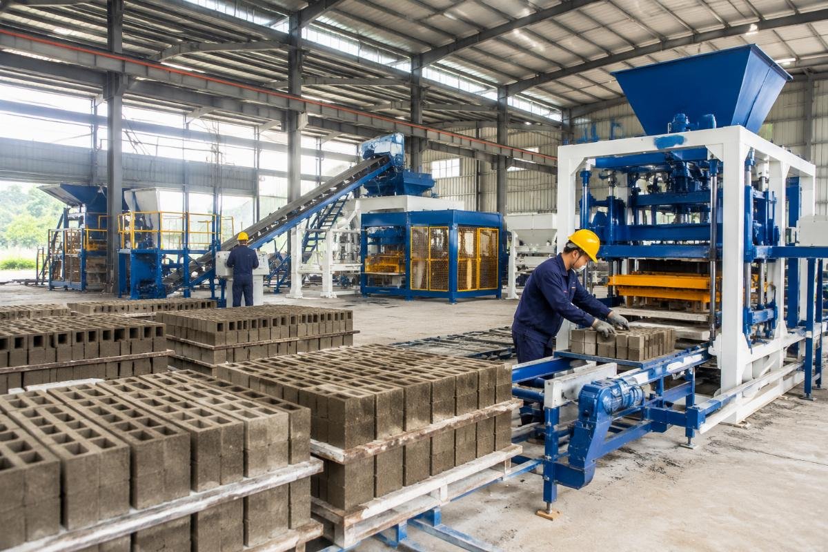 buy block machine from China safely Turnkey block machine production line for government housing project