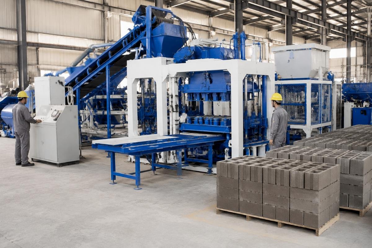 China concrete block machine factory audit Automatic block machine production line with airbag vibration system