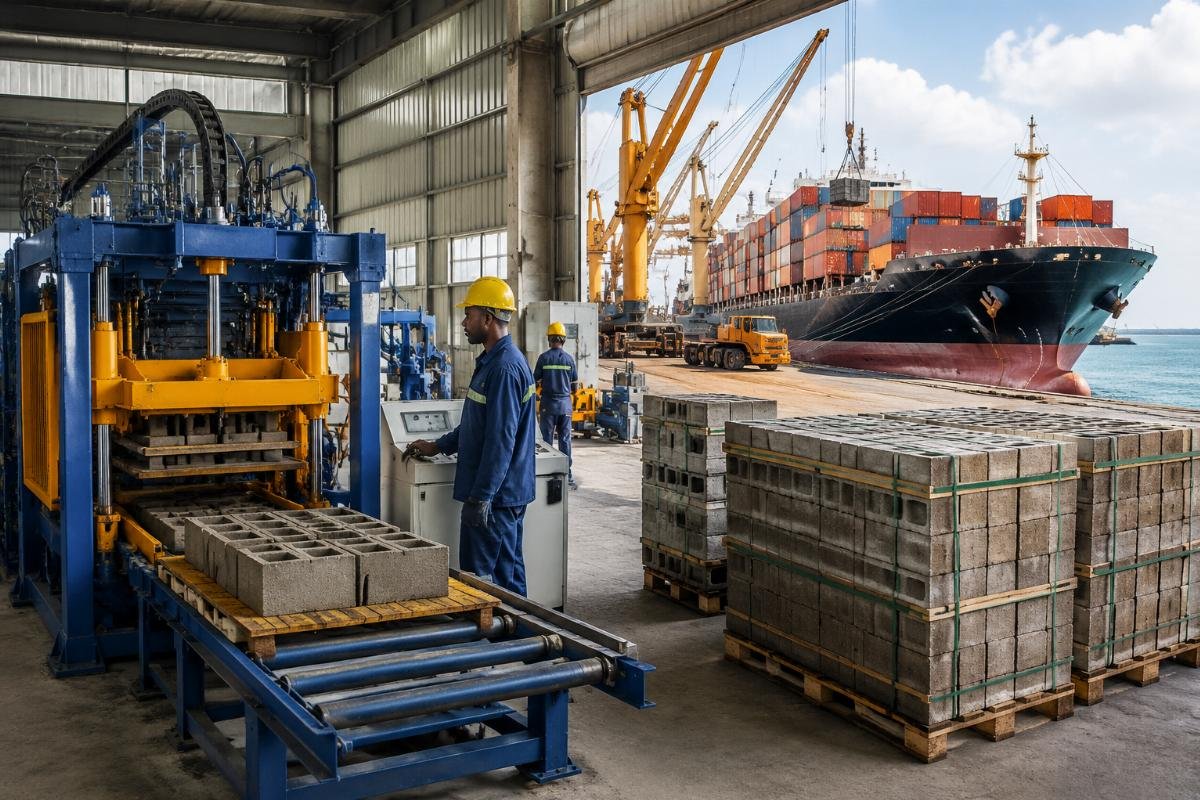 Comparison chart of FOB, CIF, and DDP total landed costs for a block machine shipment to Tema port Ghana