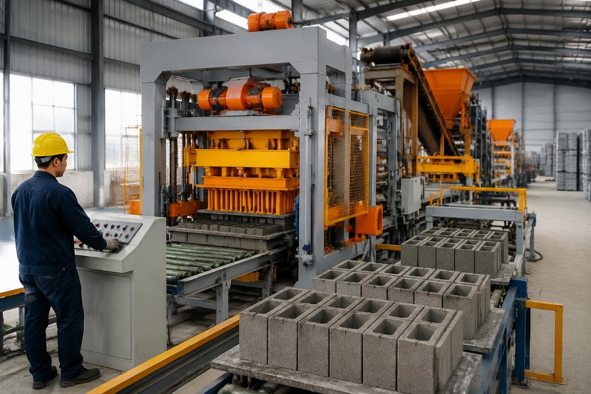 concrete block making machine China automatic production line Fully automatic lightweight concrete block production line with four vibration motors