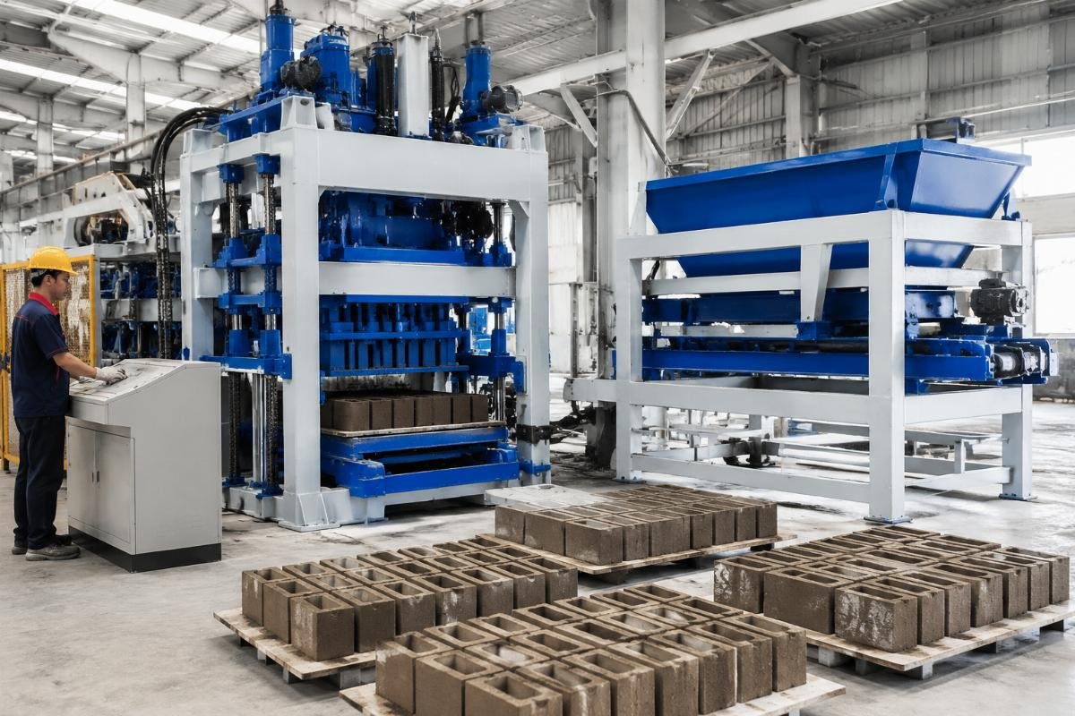 European-style four-motor airbag vibration system in concrete block making machine