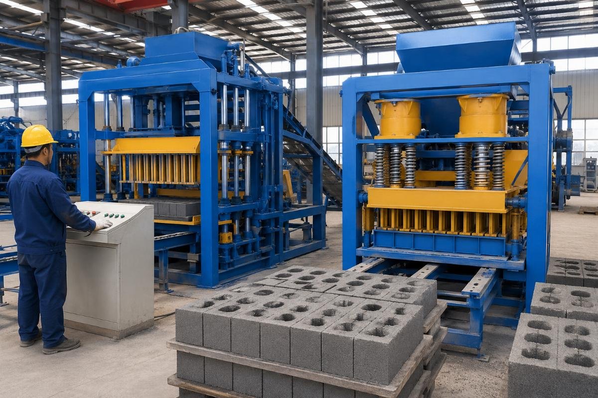 Comparison of European-style airbag vibration system versus traditional spring vibration system in block machines