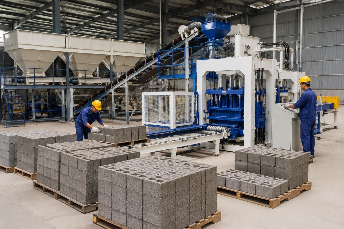 Fly ash block production line with automatic batching system