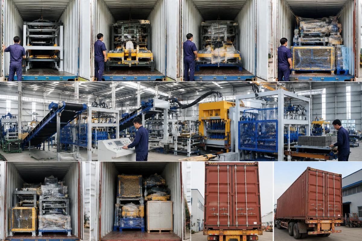 how to load brick machine in container weight distribution sequence Loading sequence diagram for QT10-15 automatic block production line in 40ft HC container