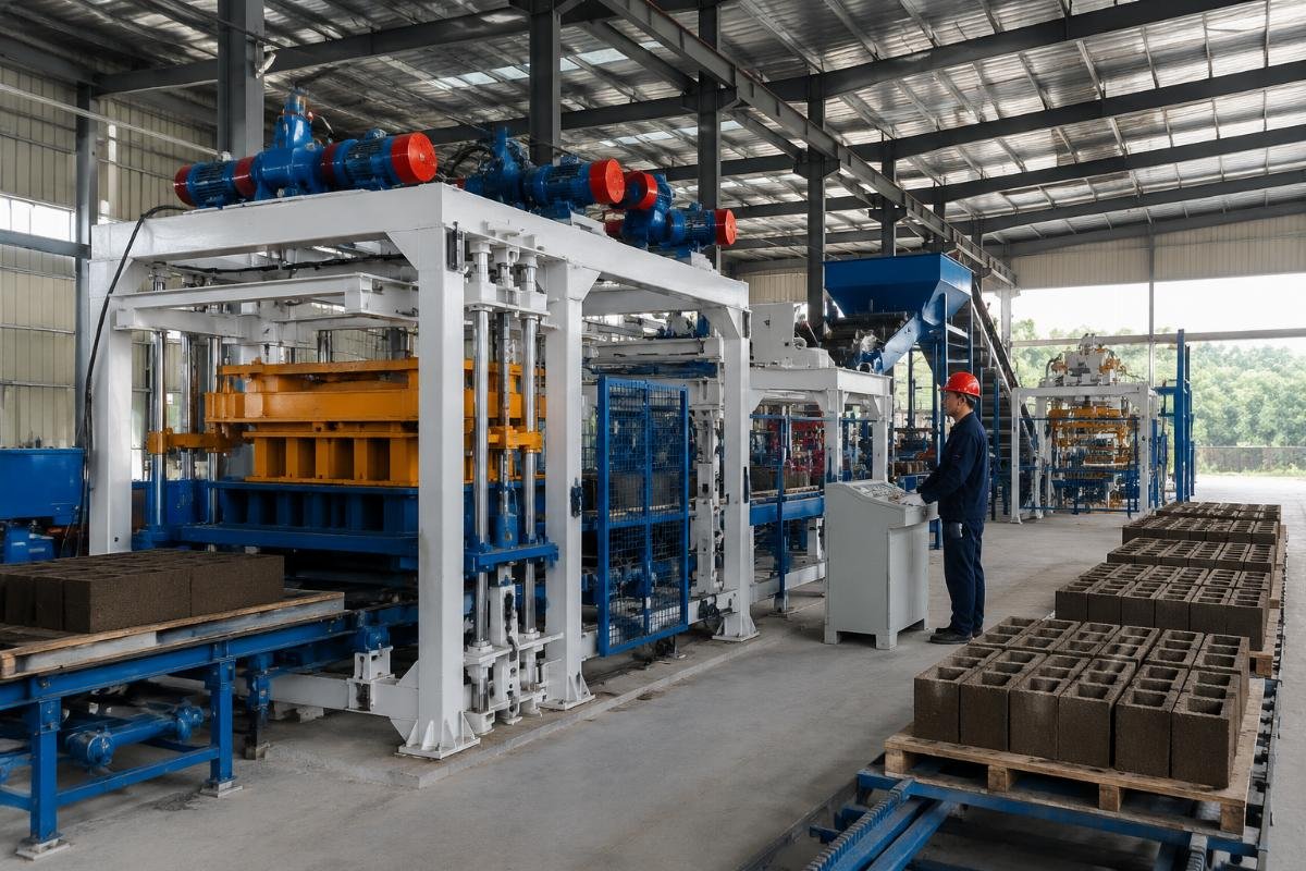 ISO 9001 brick machine manufacturer China European design Automatic block machine production line with four vibration motors