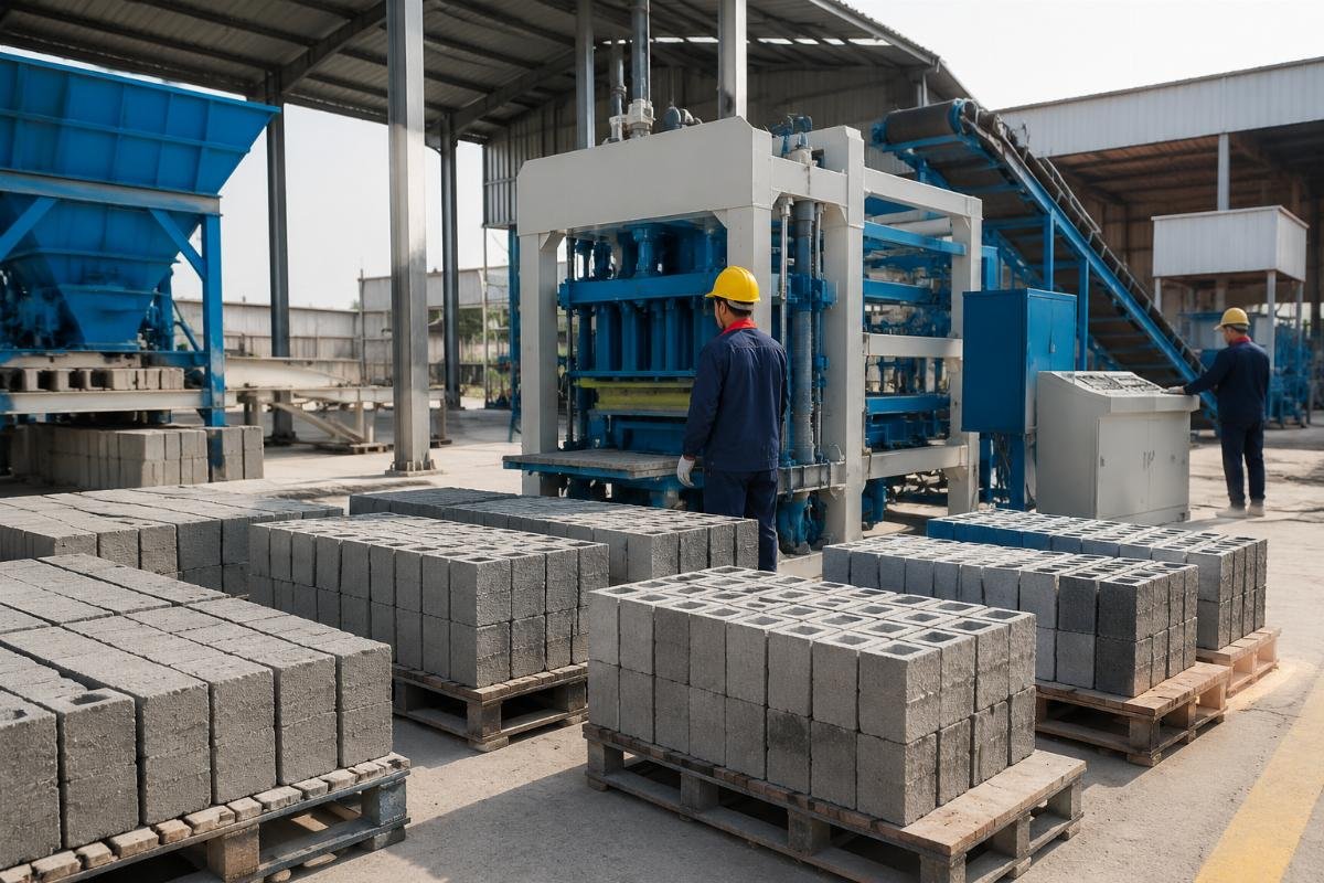 Cement types comparison chart showing OPC PPC and slag cement properties for block manufacturing
