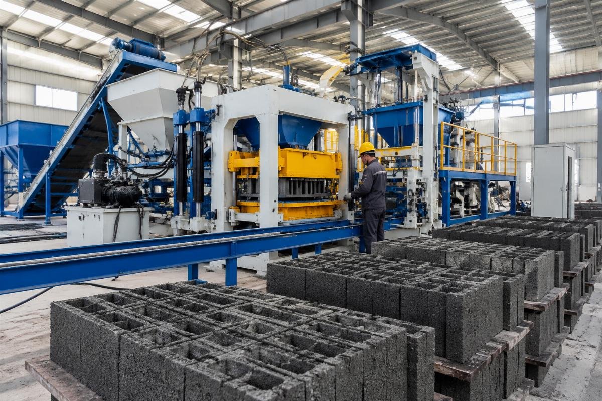 Recycled aggregate block production line with airbag vibration system