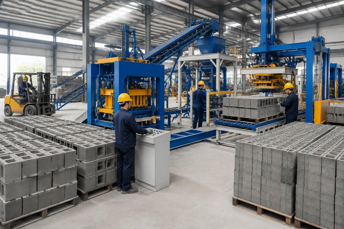 total cost of ownership concrete block machine China vs Europe TCO breakdown pie chart comparing Chinese vs European block machines