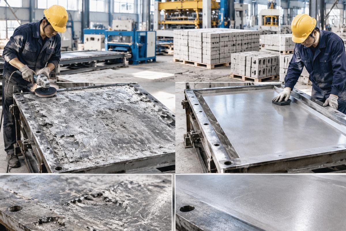 Damaged AAC mold surface caused by use of abrasive cleaning tools versus proper maintenance