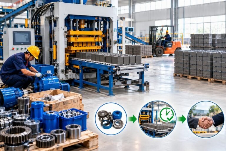 Diagram showing the impact of spare parts availability on production uptime and distributor reputation
