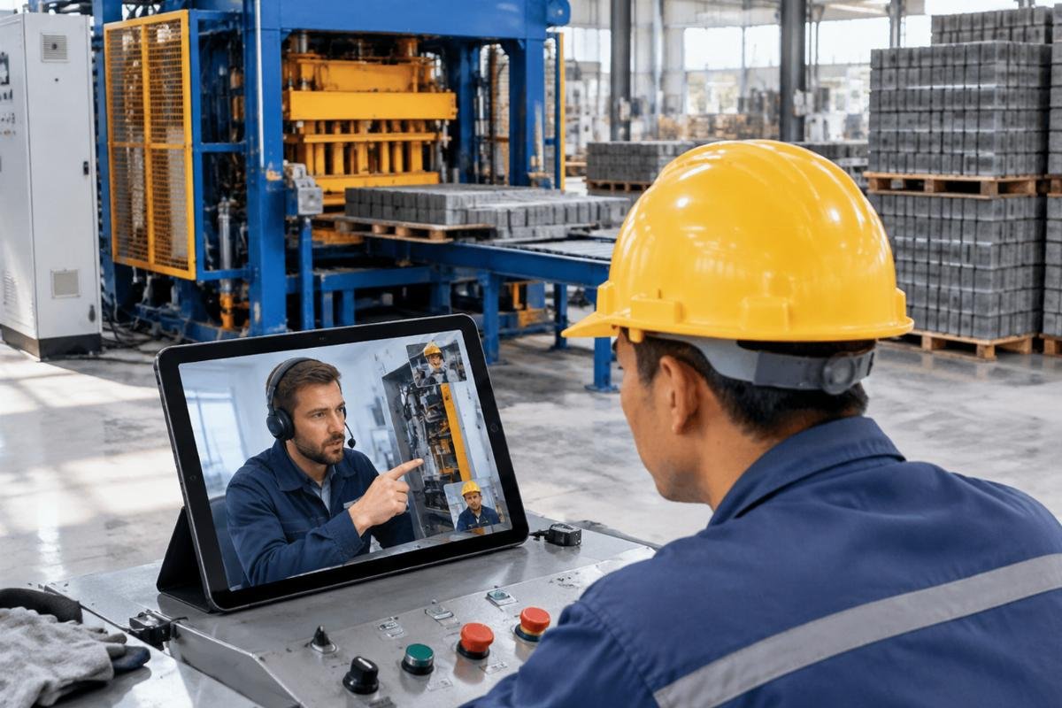 Remote diagnostic session showing a technician guiding a local operator via video call